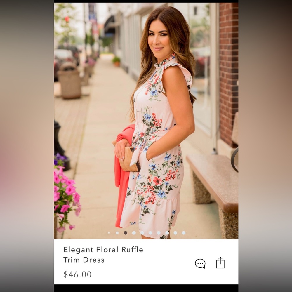 Elegant Floral Ruffle Trim Dress